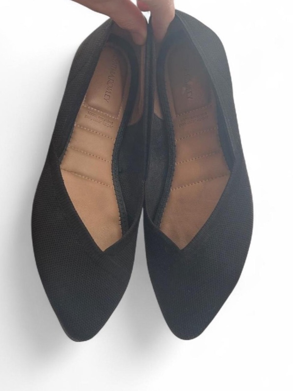 Cynthia Rowley Black Pointed Toe Knit Ballet Flats Slip On Minimalist Y2K 6.5
